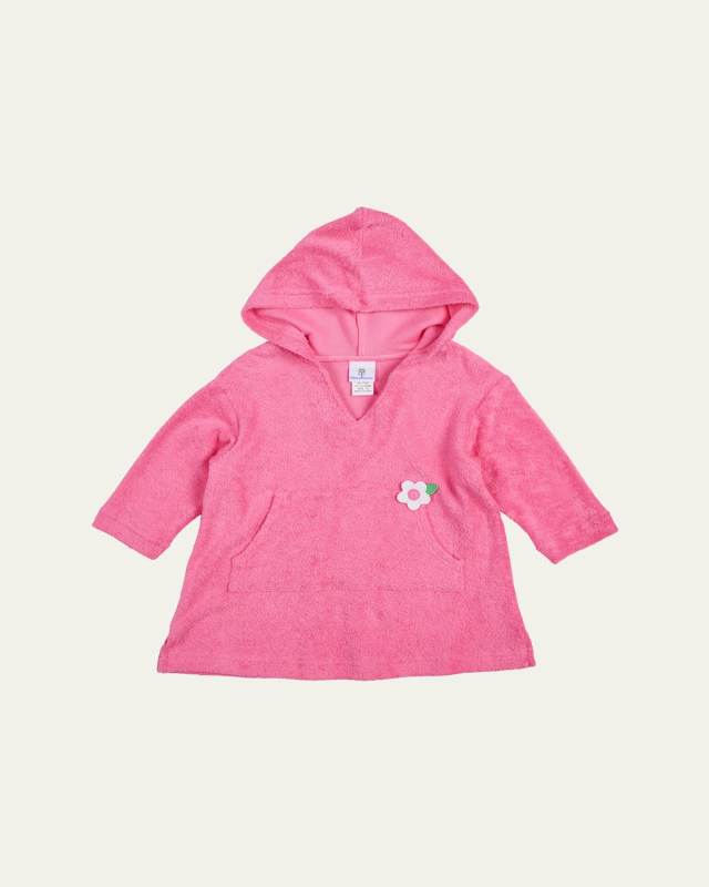 Girl's Hooded Coverup W/ Flower Applique, Size 12M-6